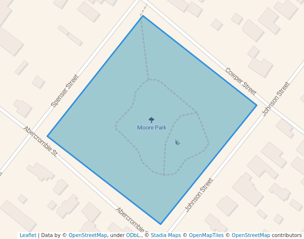 walking in Moore Park map in Milton