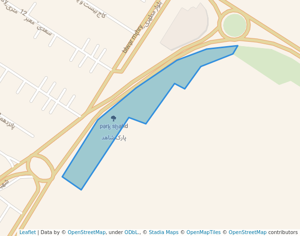 walking in پارک شاهد map in Zibashahr