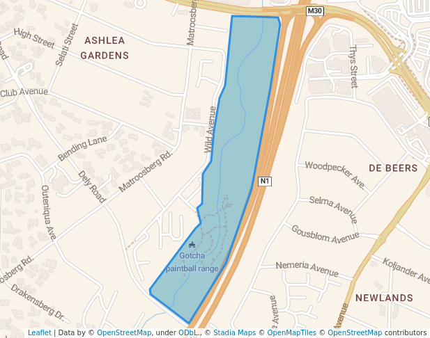 walking in Newlands Park map in Pretoria