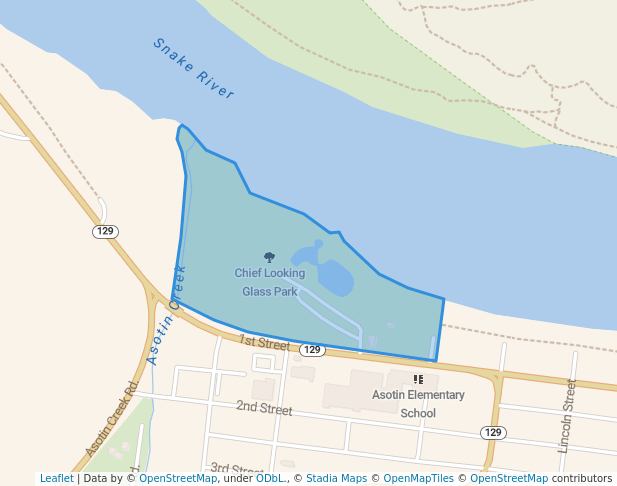 walking in Chief Looking Glass Park map in Asotin