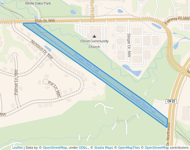 walking in Douglas State Trail map in Rochester