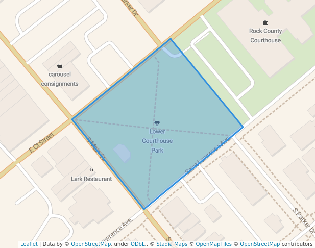 Lower Courthouse Park in Janesville | Map and Routes