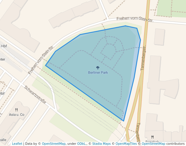 walking in Berliner Park map in Oberhausen