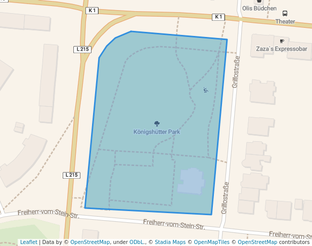 walking in Königshütter Park map in Oberhausen