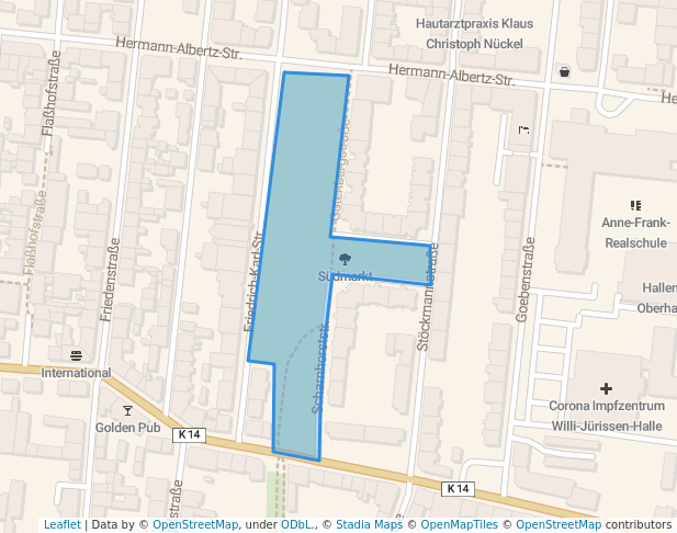 walking in Südmarkt map in Oberhausen