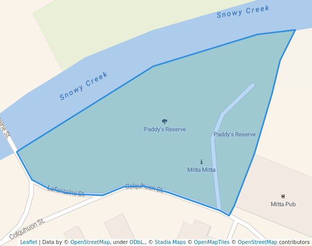 walking in Paddys Reserve map in Mitta Mitta