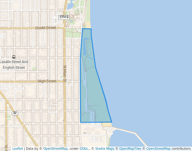 walking in North Beach Park map in Racine