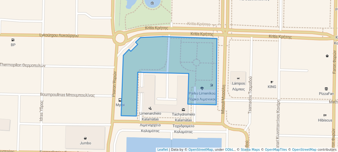 walking in Πάρκο Λιμενικού map in Kalamata