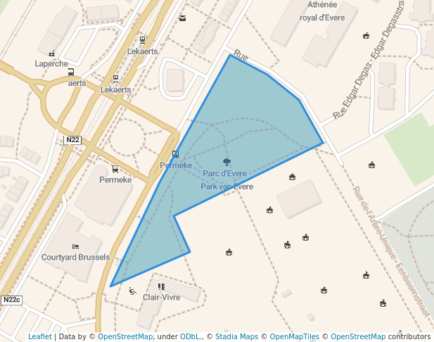 walking in Parc d'Evere - Park van Evere map in Evere