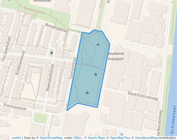 walking in Tasmanpark map in Leiden