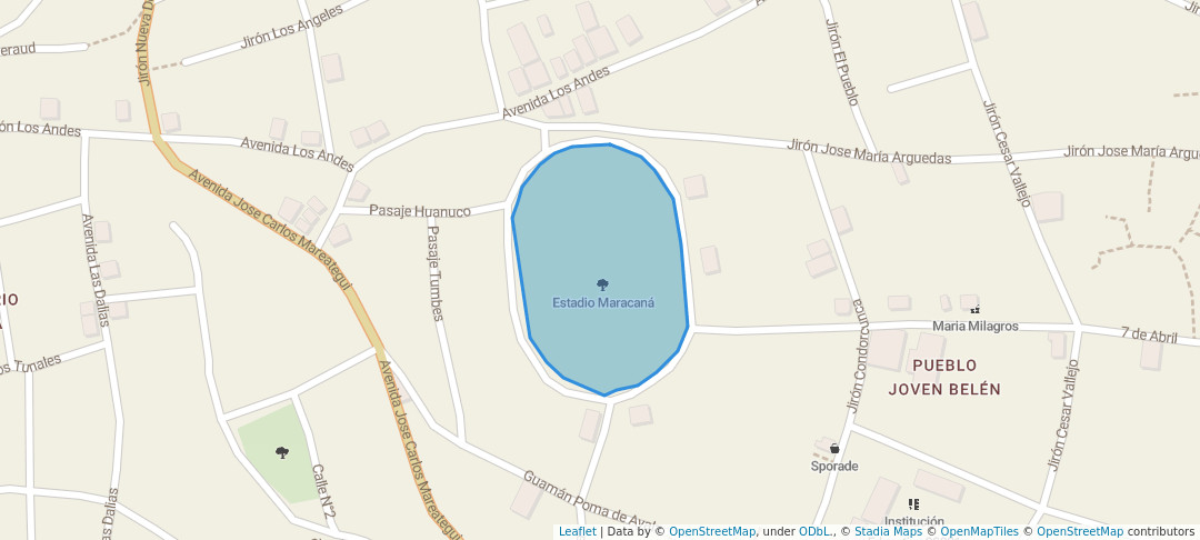 walking in Estadio Maracaná map in Ayacucho