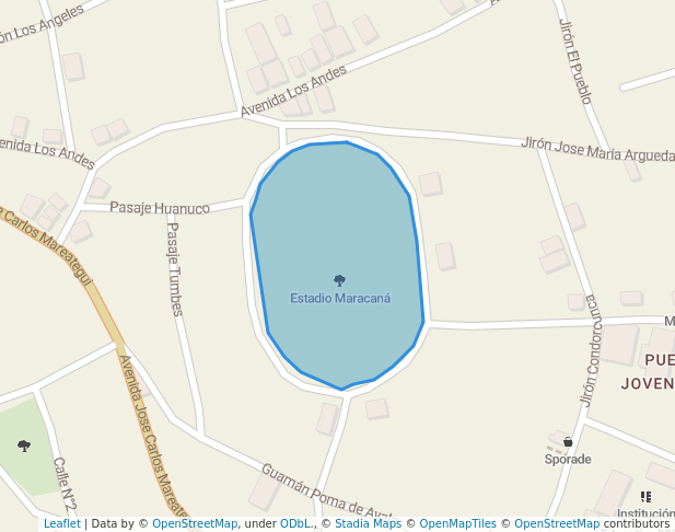 walking in Estadio Maracaná map in Ayacucho