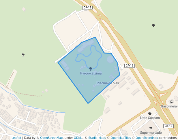 walking in Zizima Eco Water Park map in San Pedro Sula