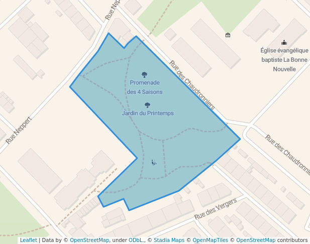 walking in Jardin du Printemps map in Mulhouse