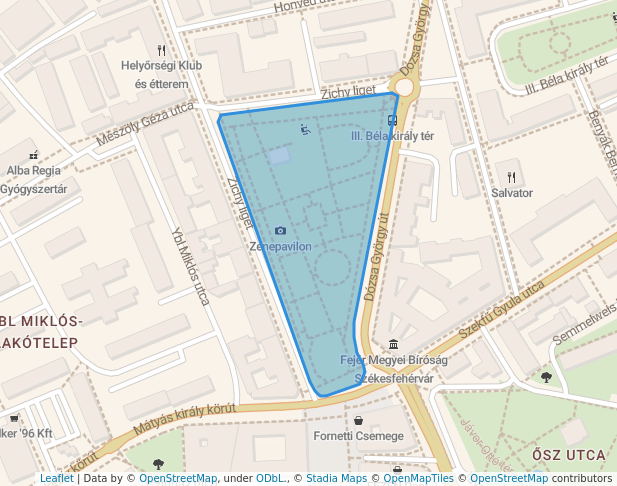 walking in Zichy liget map in Székesfehérvár