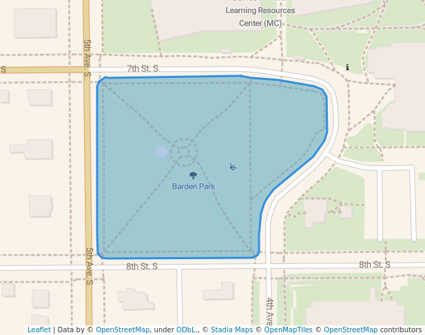 walking in Barden Park map in St. Cloud