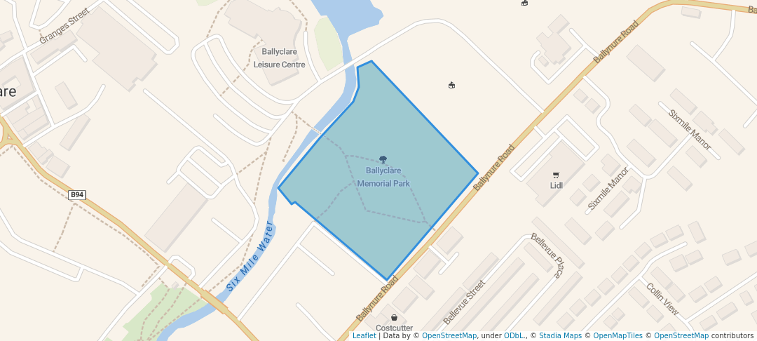 walking in Ballyclare Memorial Park map in Ballyclare