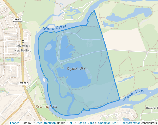 walking in Snyder's Flats map in Bloomingdale