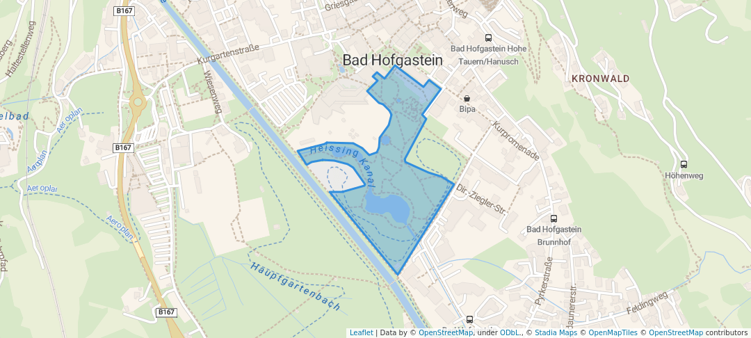 walking in Alpenkurpark map in Bad Hofgastein