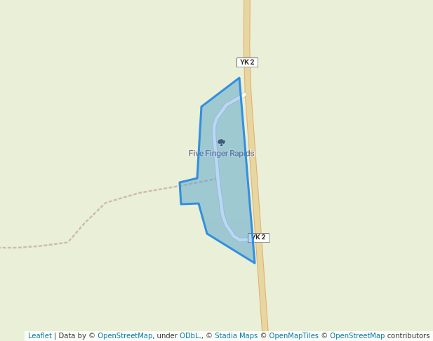 walking in Five Finger Rapids map in Carmacks