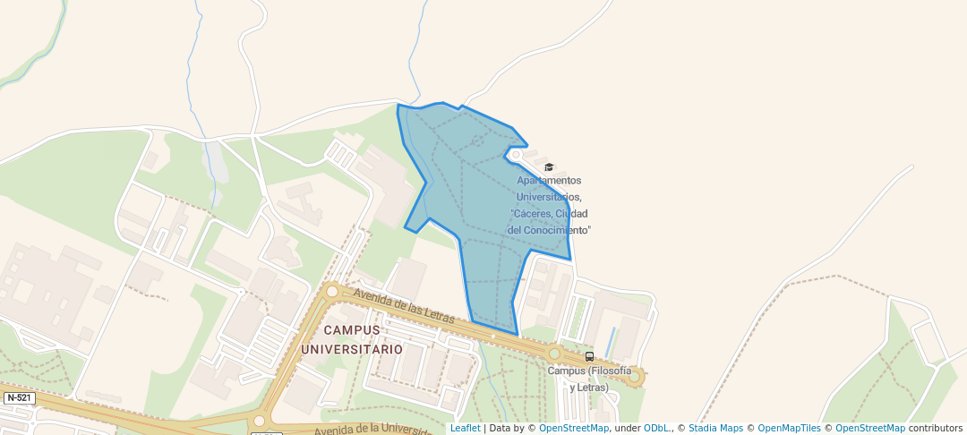 walking in Parque del Arroyo del Cuartillo (Norte) map in (Campus Universitario)