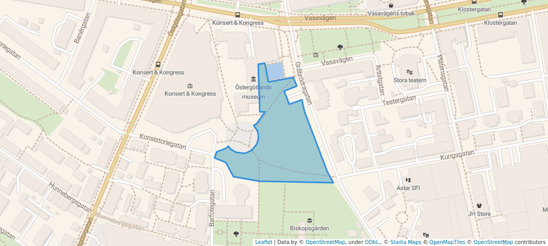 walking in Konserthusparken map in Linköping