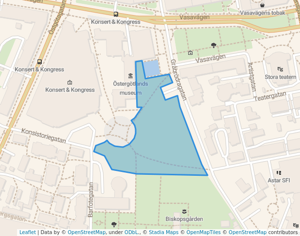 walking in Konserthusparken map in Linköping