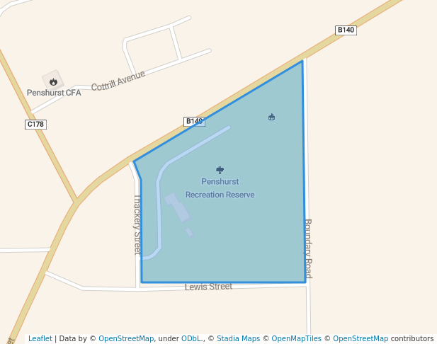 walking in Penshurst Recreation Reserve map in Penshurst