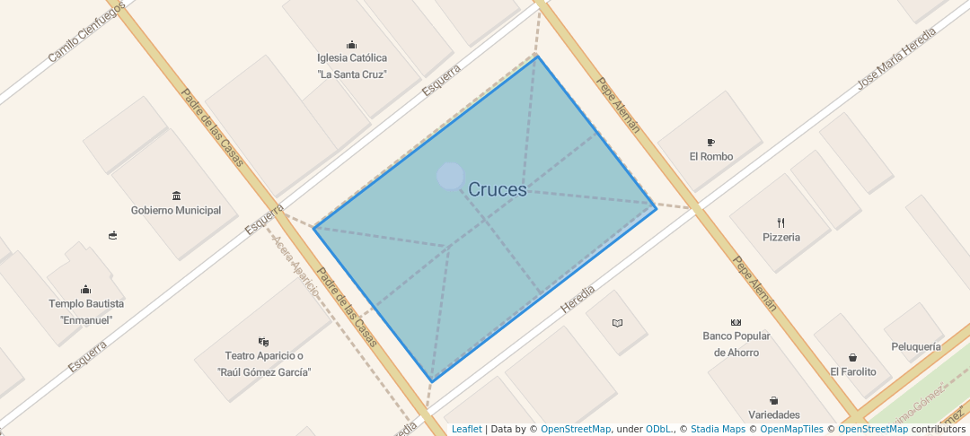 walking in Parque José Martí map in Cruces