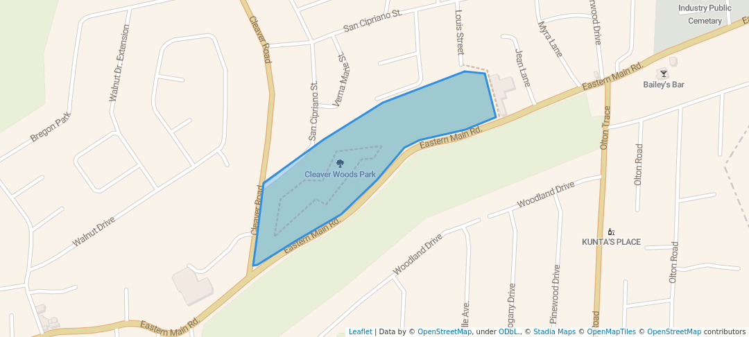 walking in Cleaver Woods Park map in Arima