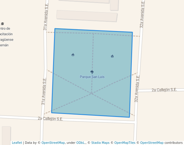 walking in Parque San Luis map in Managua