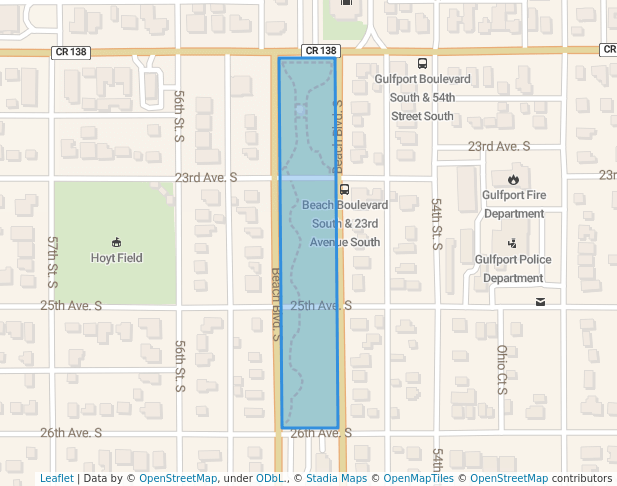 walking in Clymer Park map in Gulfport