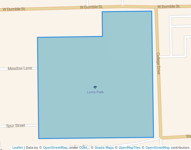 walking in Lions Park map in Alvin