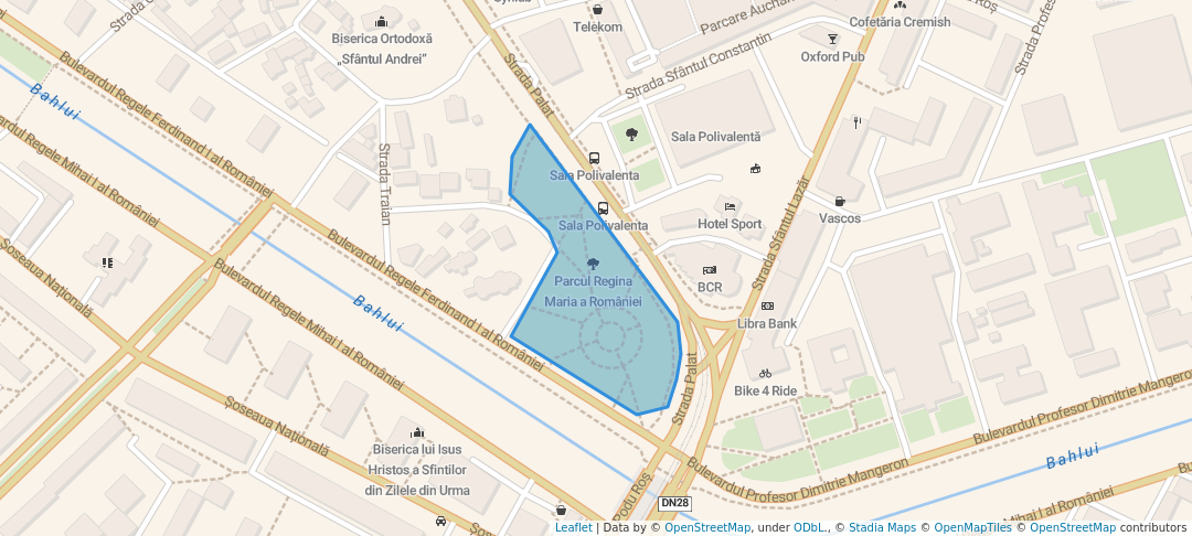 walking in Parcul Regina Maria a României map in Iași