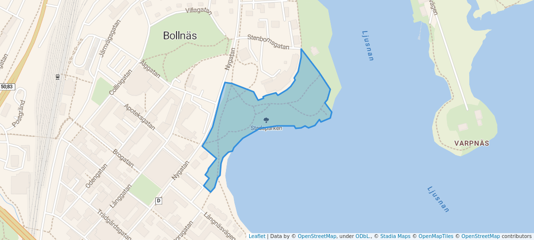 walking in Stadsparken map in Bollnäs