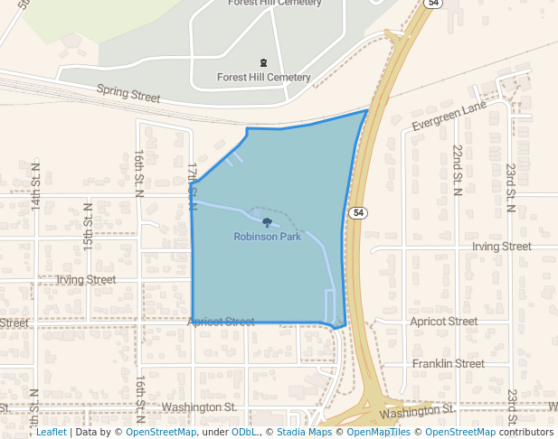 walking in Robinson Park map in Wisconsin Rapids