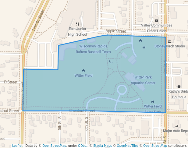 walking in Witter Park map in Wisconsin Rapids