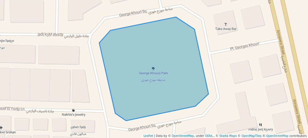 walking in George Khoury Park map in Damascus