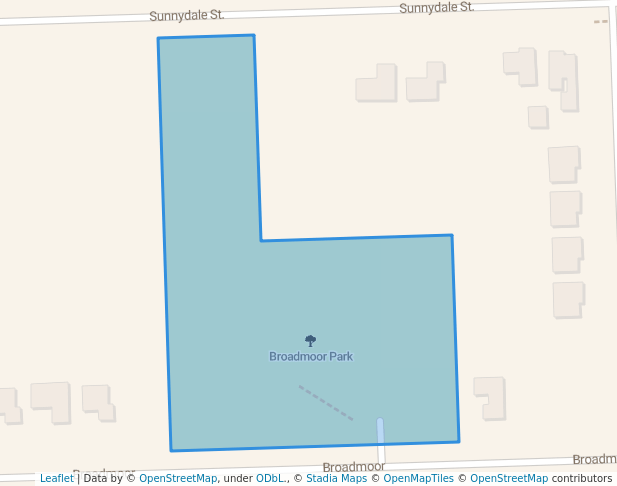 walking in Broadmoor Park map in Livonia