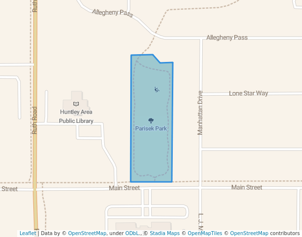 walking in Parisek Park map in Huntley