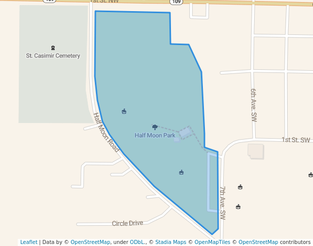 walking in Half Moon Park map in Wells