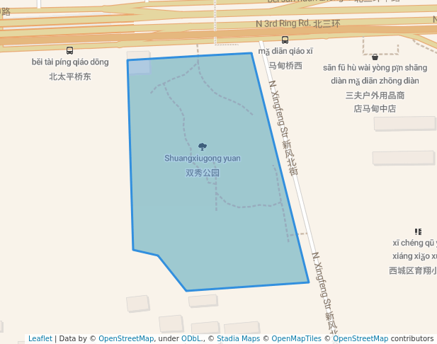 walking in Shuangxiugong yuan map in Beijing