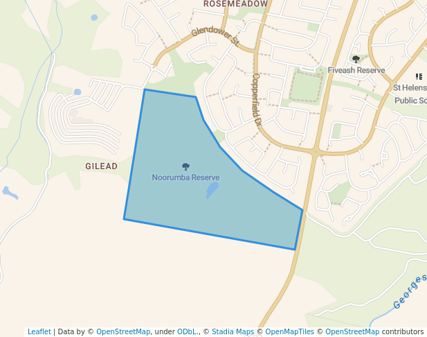walking in Noorumba Reserve map in Rosemeadow