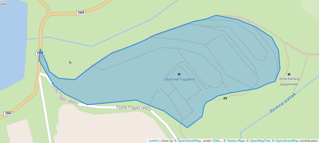 walking in Lillafüredi Függőkert map in Miskolc