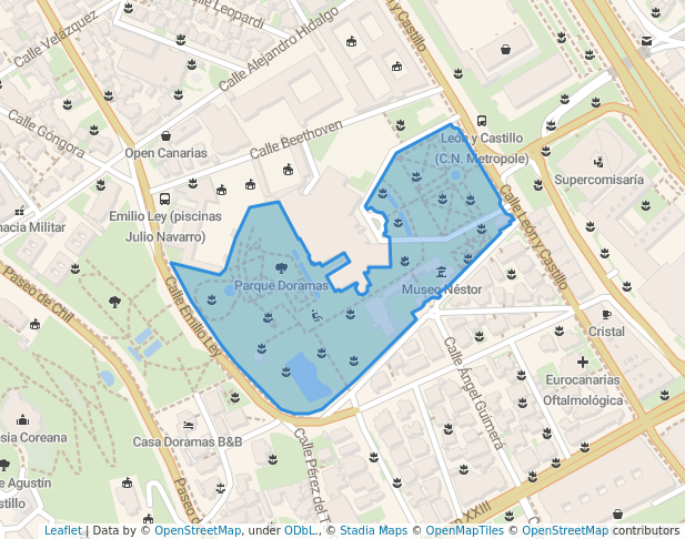 walking in Parque Doramas map in Las Palmas de Gran Canaria