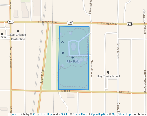walking in Riley Park map in East Chicago