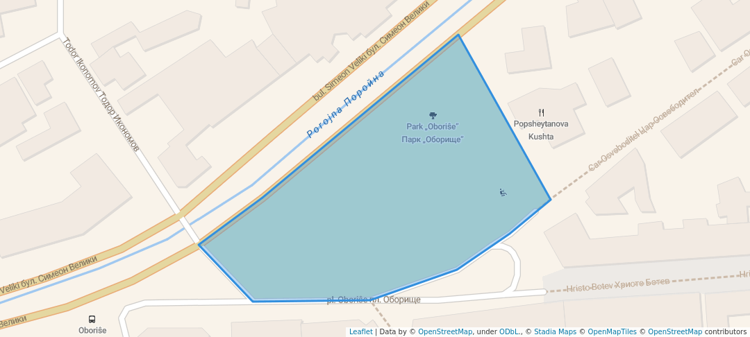 walking in Парк „Оборище“ map in Shumen