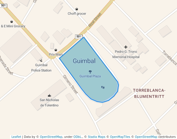 walking in Guimbal Plaza map in Guimbal