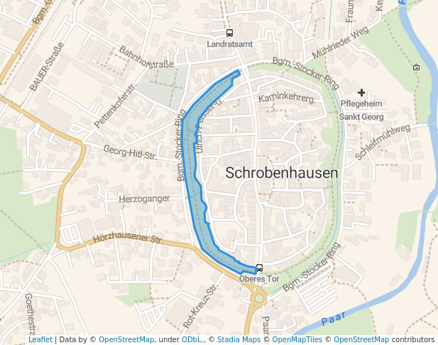 walking in Stadtwall map in Schrobenhausen