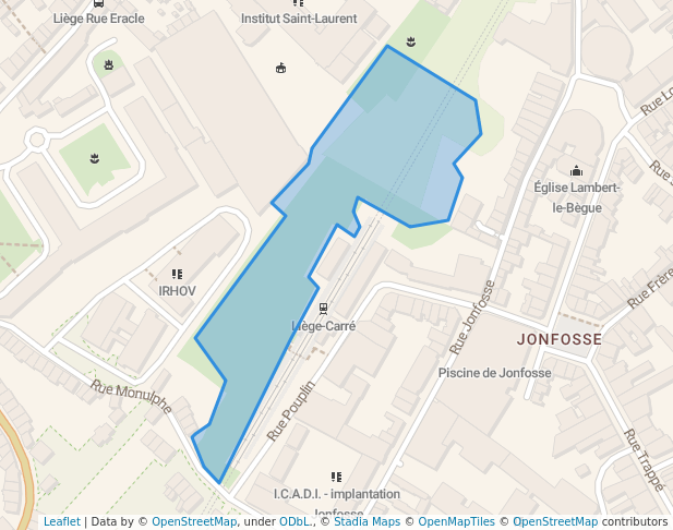 walking in Jardins suspendus de Jonfosse map in Liège